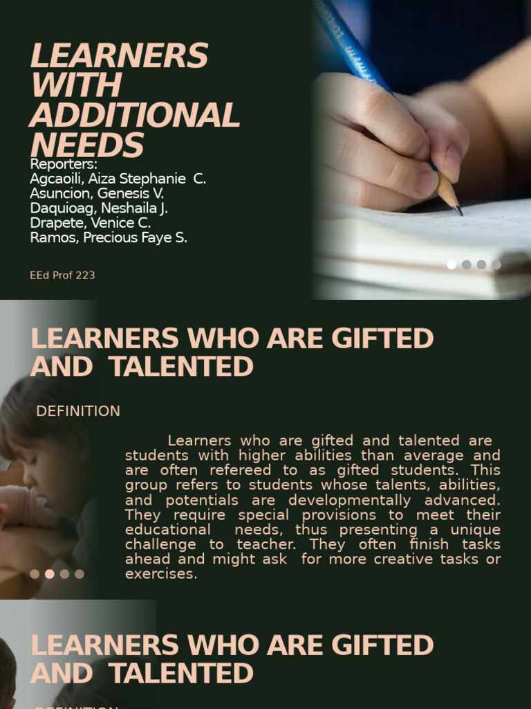 ArtEduc Reporting Learners With Additional Needs (1) | PDF | Gifted ...