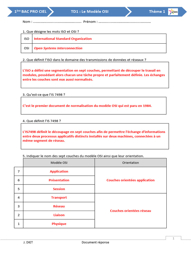 Comprendre le Modèle OSI en 7 Couches | PDF | Modèle OSI | Protocoles ...