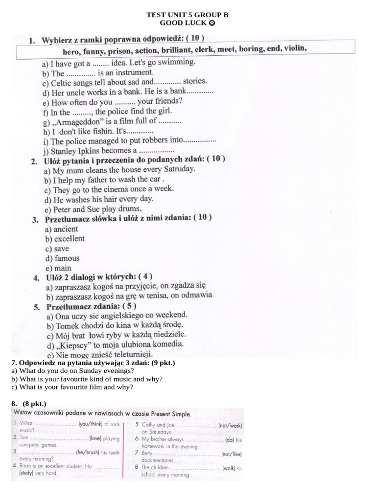 TEST UNIT 5 GROUP B | PDF