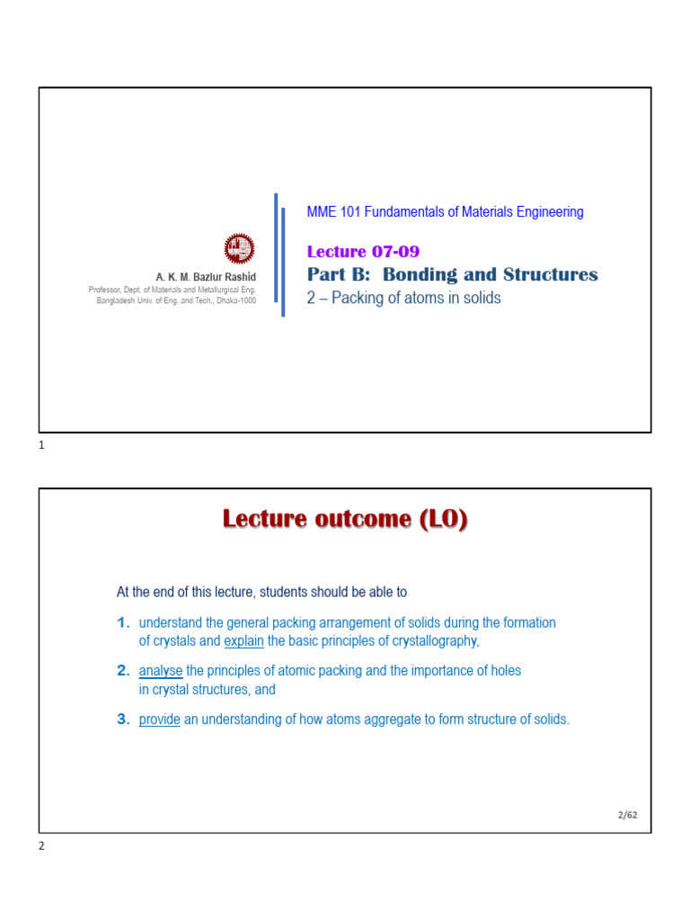 Atomic Packing in Crystalline Solids | PDF | Crystal Structure ...