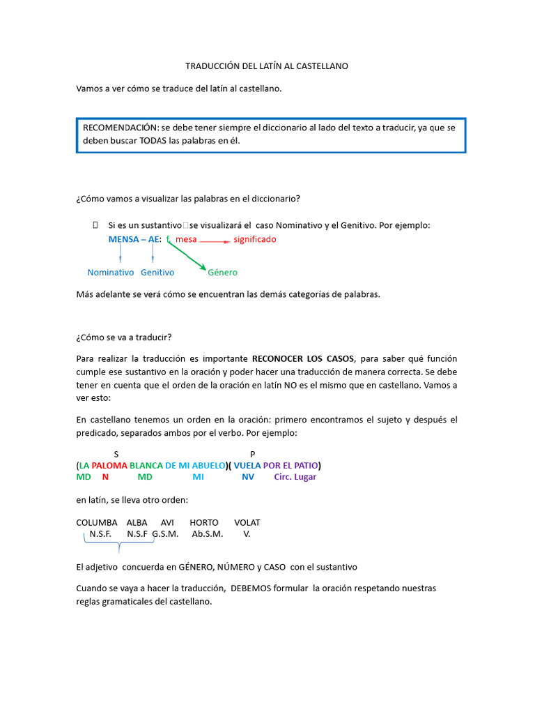 Guía de Traducción del Latín al Español | PDF