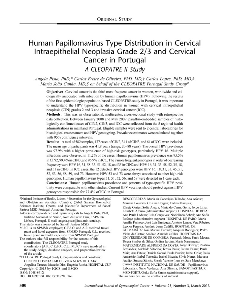 Human Papillomavirus Type Distribution in Cervical Intraepithelial ...
