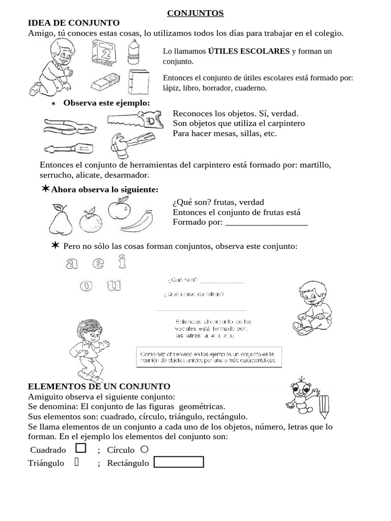 Ejercicios de Conjuntos para Primaria | PDF | Matemáticas