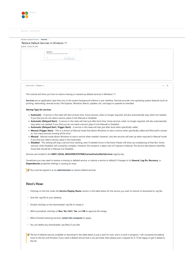 RESTORE DEFAULT SERVICES IN WINDOWS 11 visual data 2