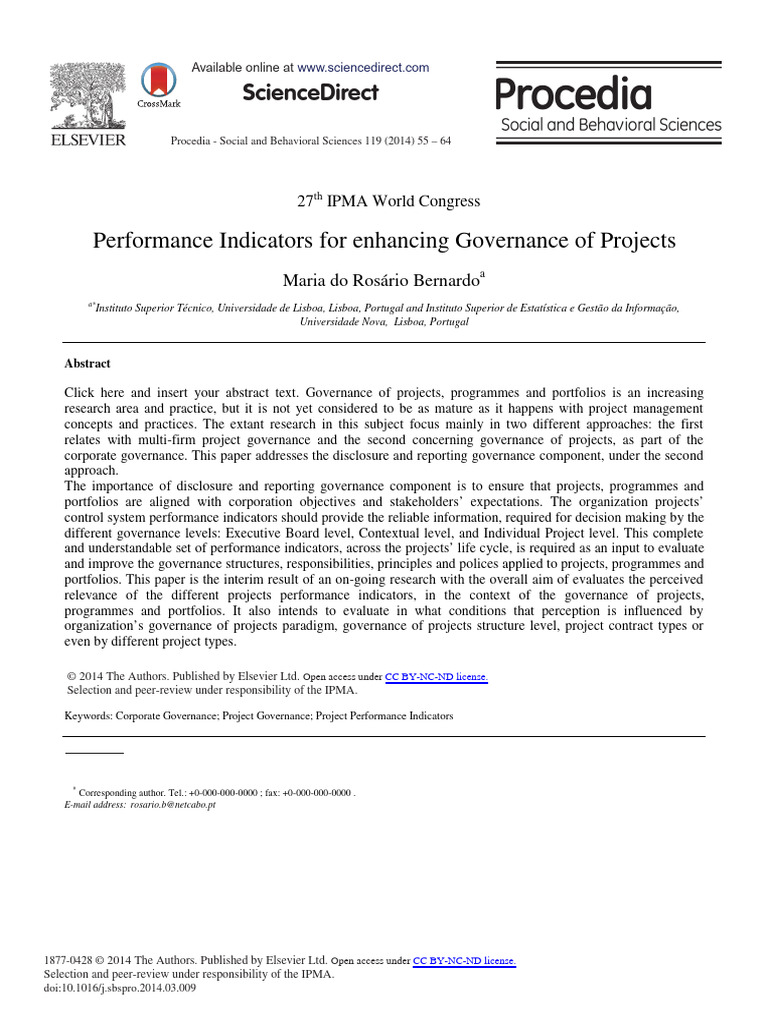 Project Governance Performance Indicators | PDF | Governance | Project ...