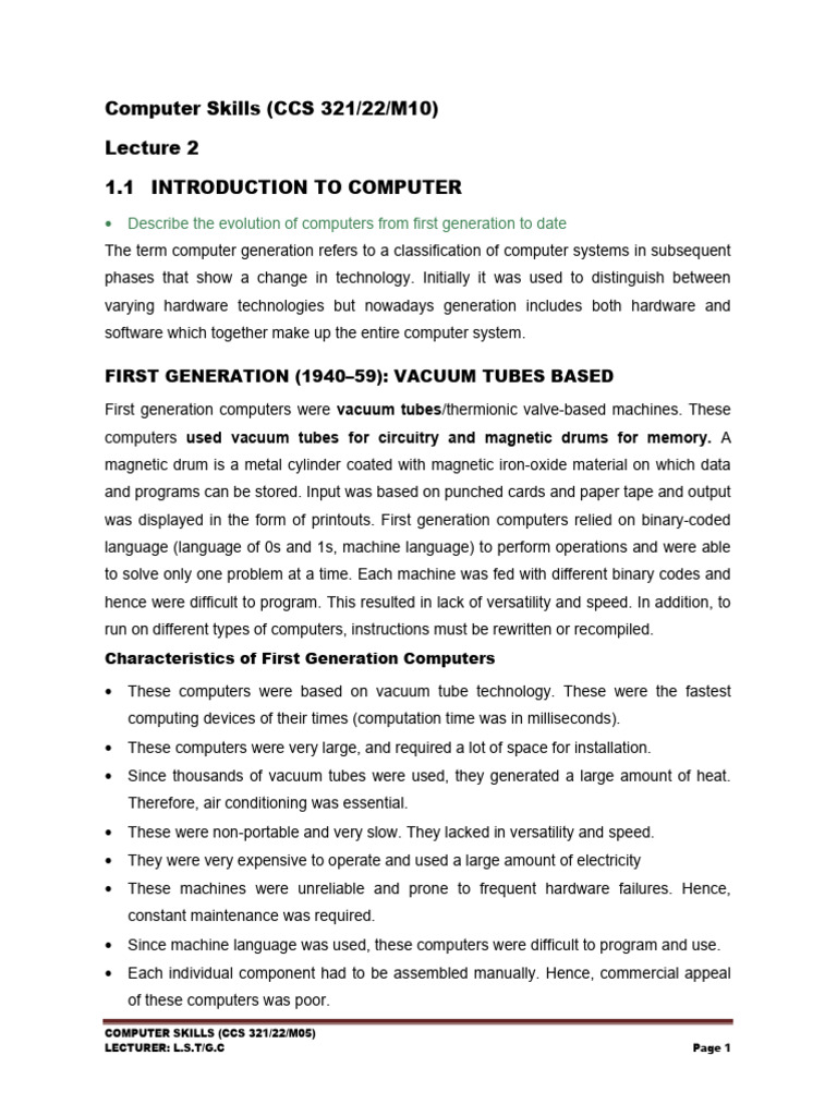 Evolution of Computer Generations Explained | PDF | Integrated Circuit ...