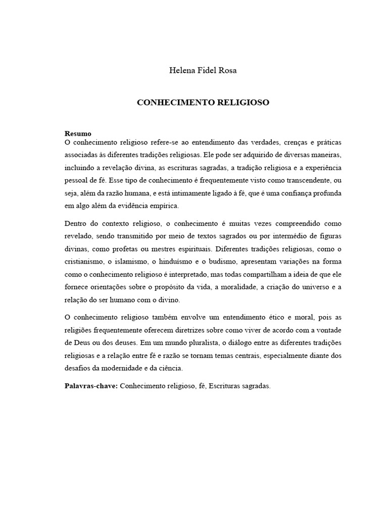 Conhecimento Religioso | PDF | Conhecimento | Fé
