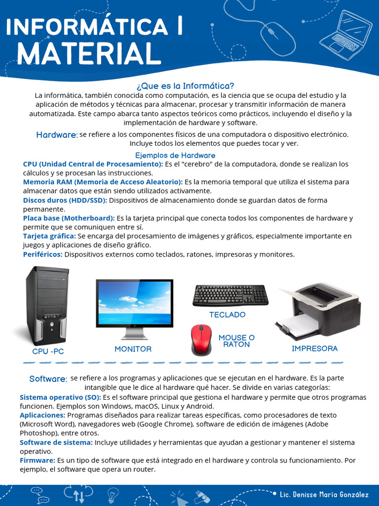 Informática I - Clase 1 | PDF | Hardware de la computadora | Periférico