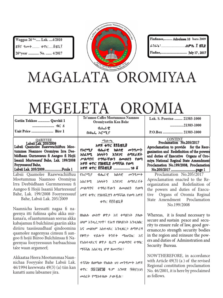 Oromia Executive Powers Redefined | PDF | Legal Documents | Legal Concepts
