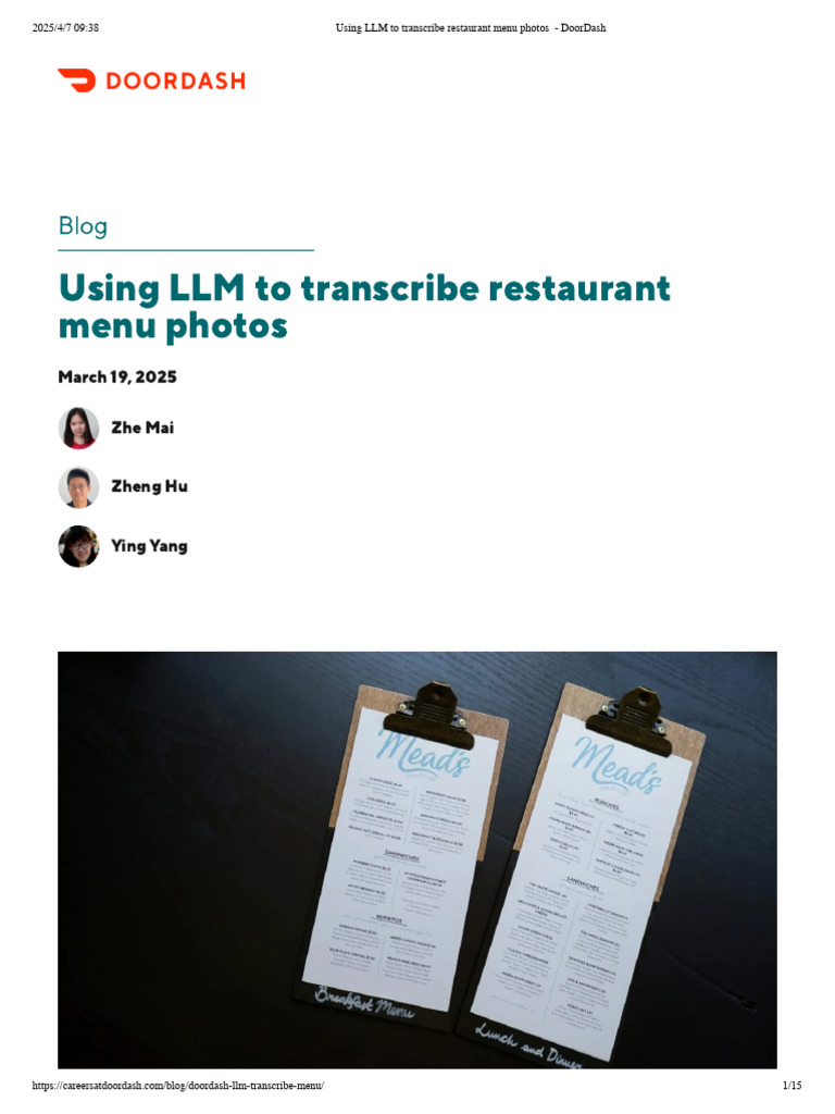 LLM Menu Photo Transcription at DoorDash | PDF | Optical Character ...