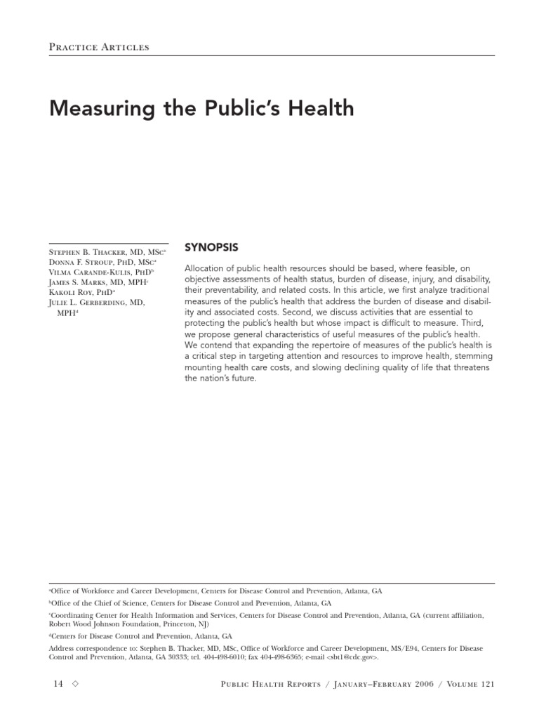 Measuring The Public S Health | PDF | Chronic Condition | Infant Mortality