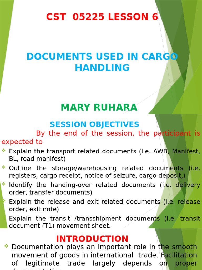 T6CST 05225 Cargo Handling Documents | PDF | Bill Of Lading | Cargo
