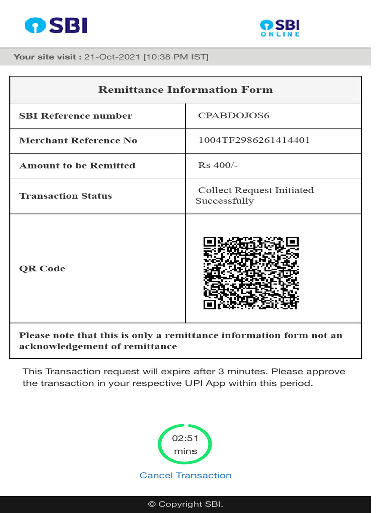 SBI Merchant Reference Number Details | PDF