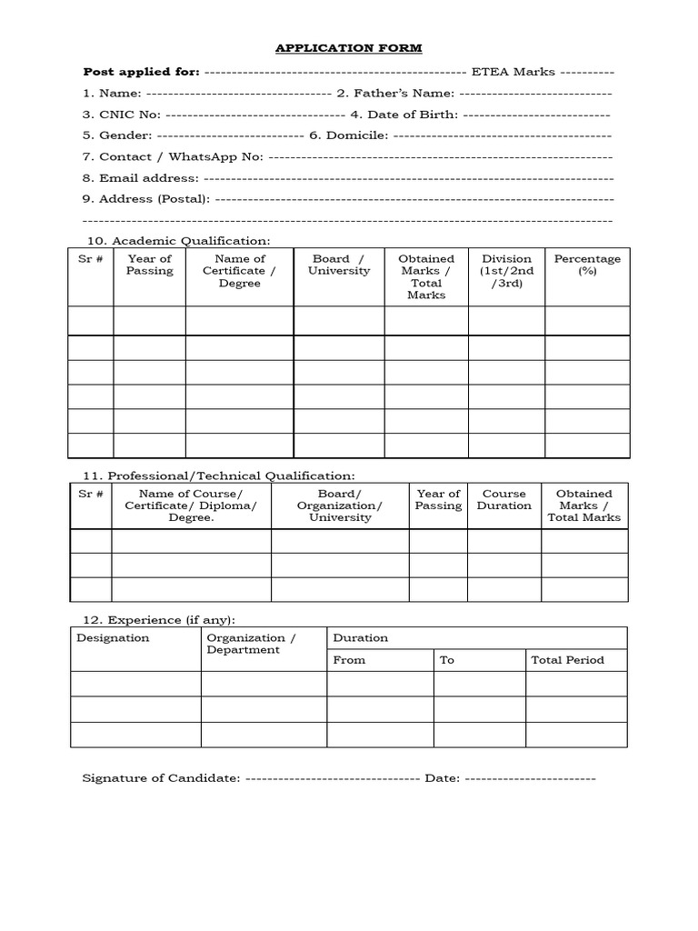 Application Form 2025 | PDF