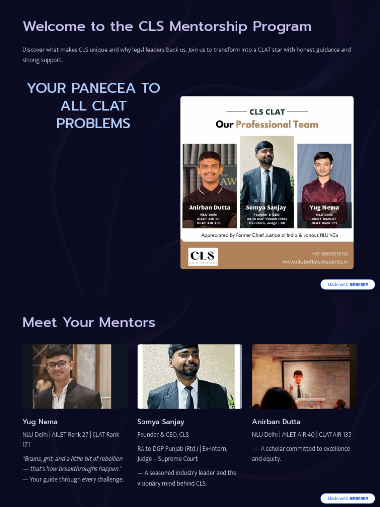 CLS Mentorship for CLAT Success | PDF