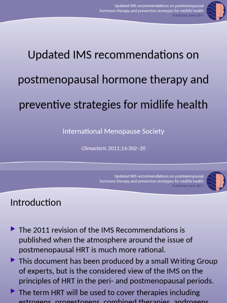 Ims Recommendations 2011 06 PPT English | PDF | Hormone Replacement ...