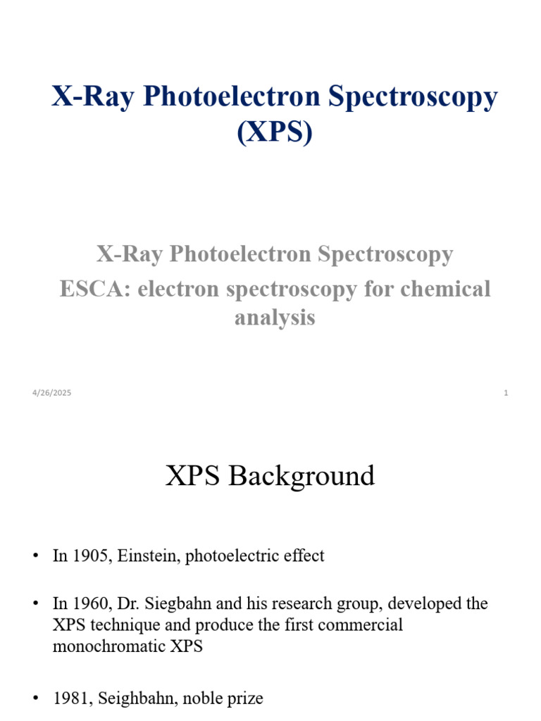 X-Ray Photoelectron Spectroscopy (XPS) | PDF | X Ray Photoelectron ...