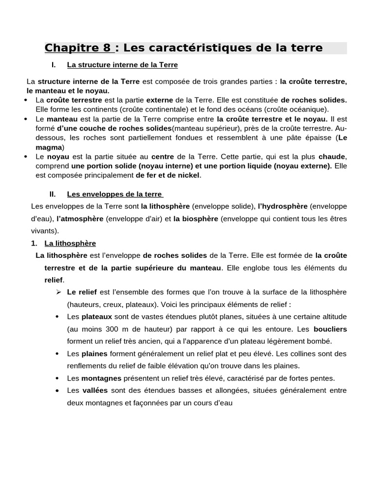 Caractéristiques de la Terre et ses parties | PDF | Terre | Atmosphère ...