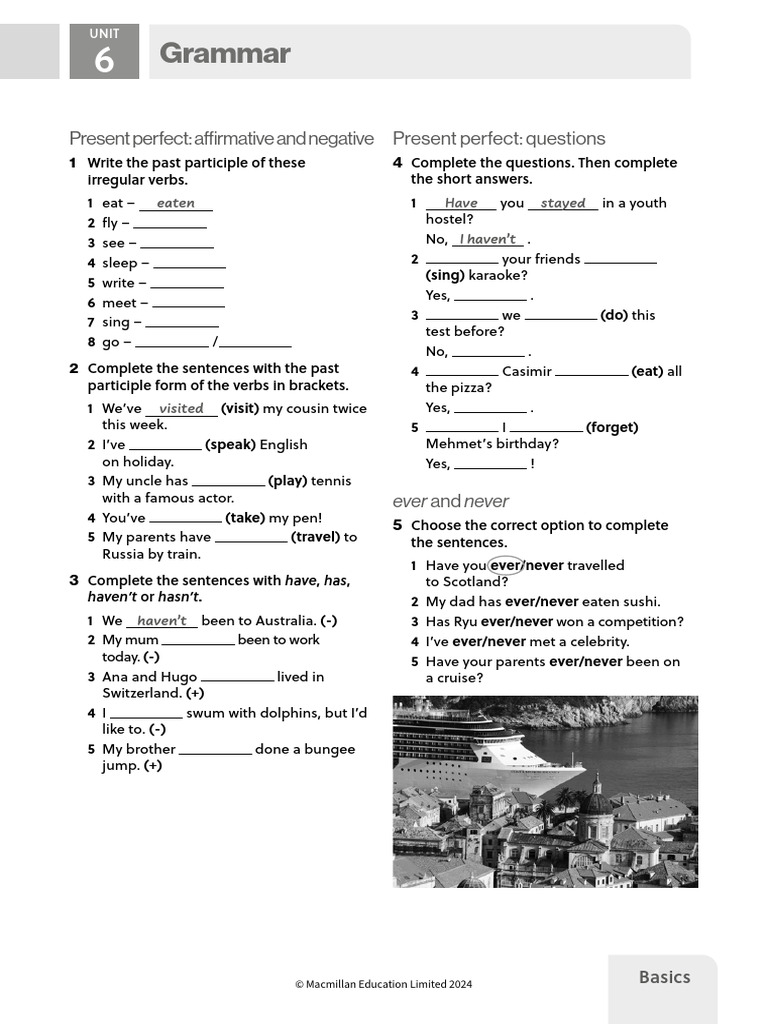 Present Perfect Grammar Exercises | PDF | Language Mechanics | Syntax