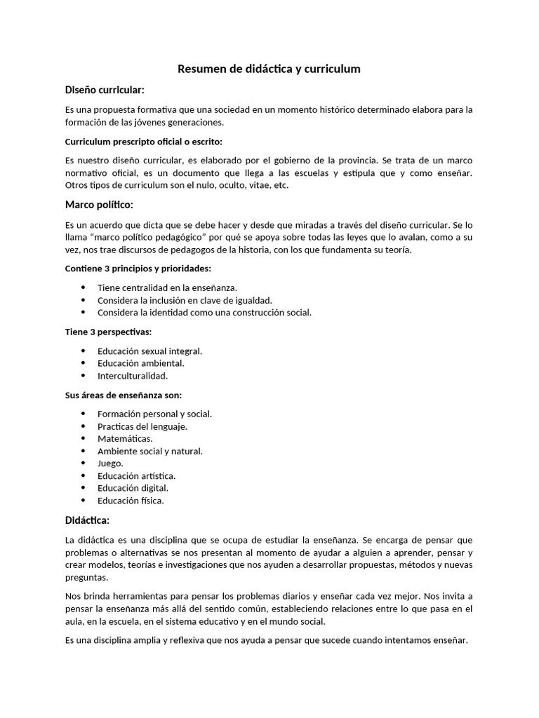 Didáctica y Diseño Curricular Educativo | PDF | Enseñando | Plan de ...