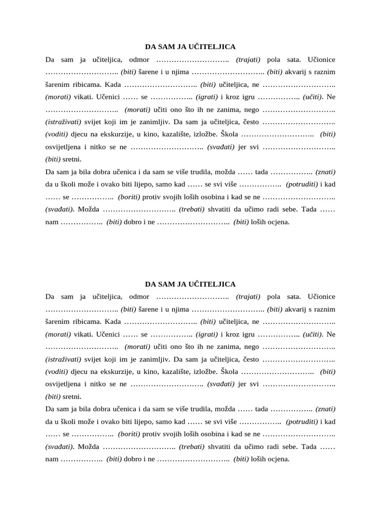 Da Sam Ja Učiteljica - Kondicional | PDF