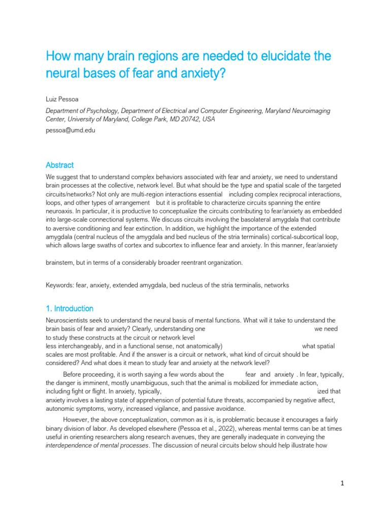 Neural Circuits of Fear and Anxiety | PDF | Amygdala | Striatum