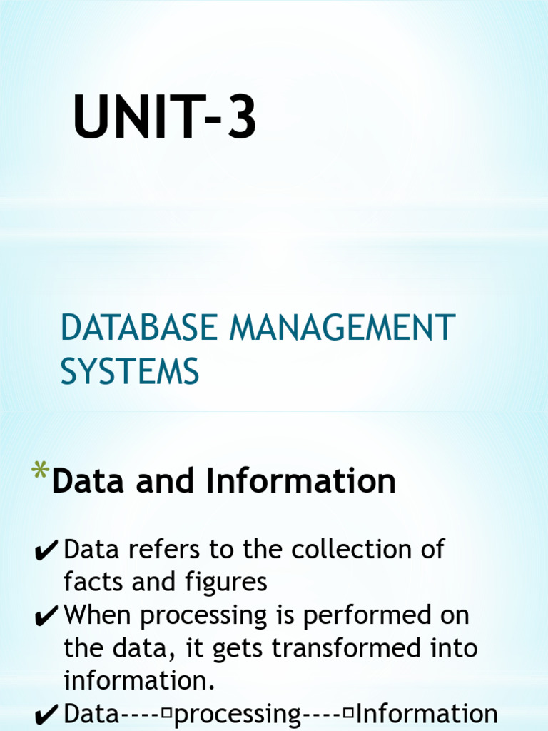 Unit 3 | PDF | Databases | Data Management