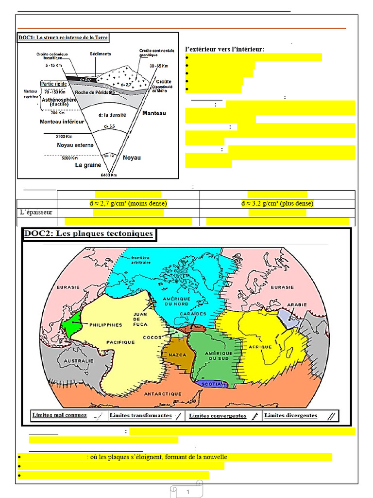 Structure de la Terre et tectonique des plaques | PDF | Faille ...