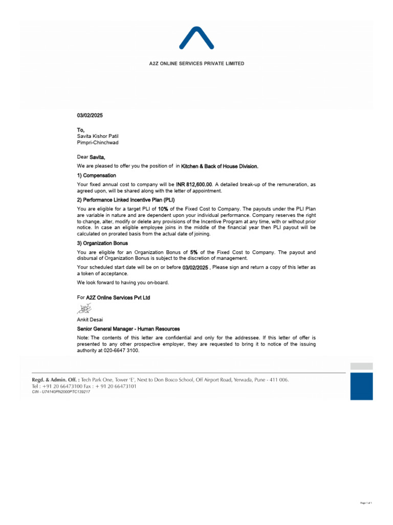 Offer Letter | PDF