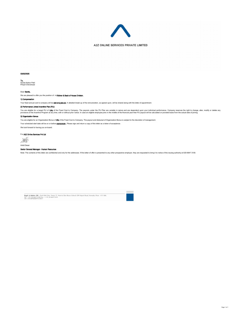 Offer Letter | PDF