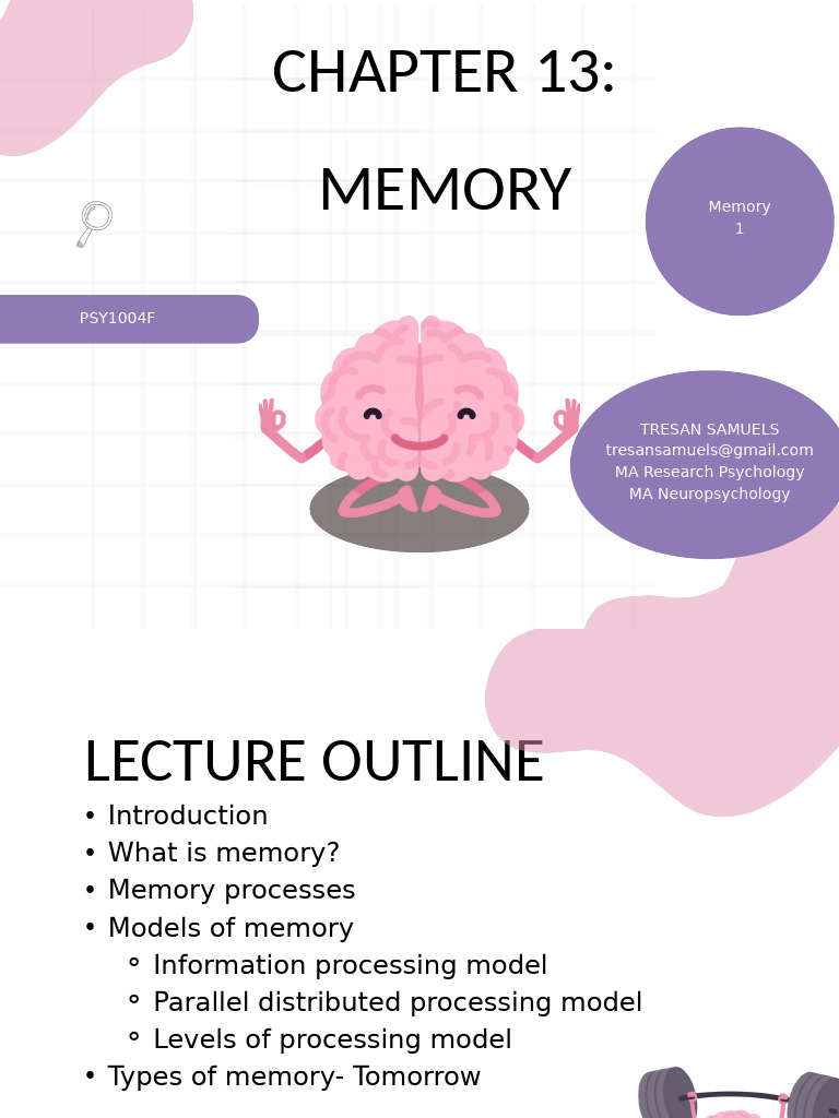 Lecture 1 Memory 2025 | PDF | Memory | Recall (Memory)