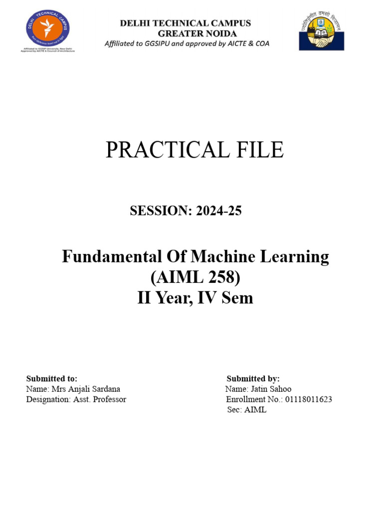 PRACTICAL FILE FML - Jatin | PDF | Machine Learning | Support Vector ...