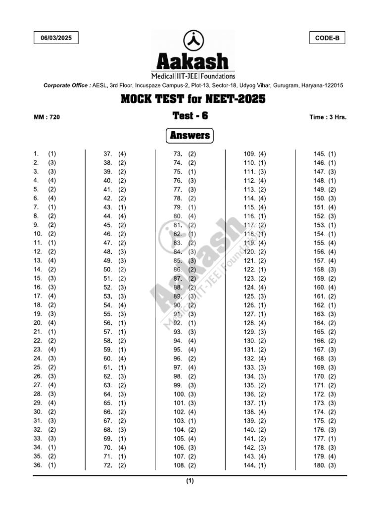8b) Full Syllabus (AAKASH) 6 March 2025 | PDF