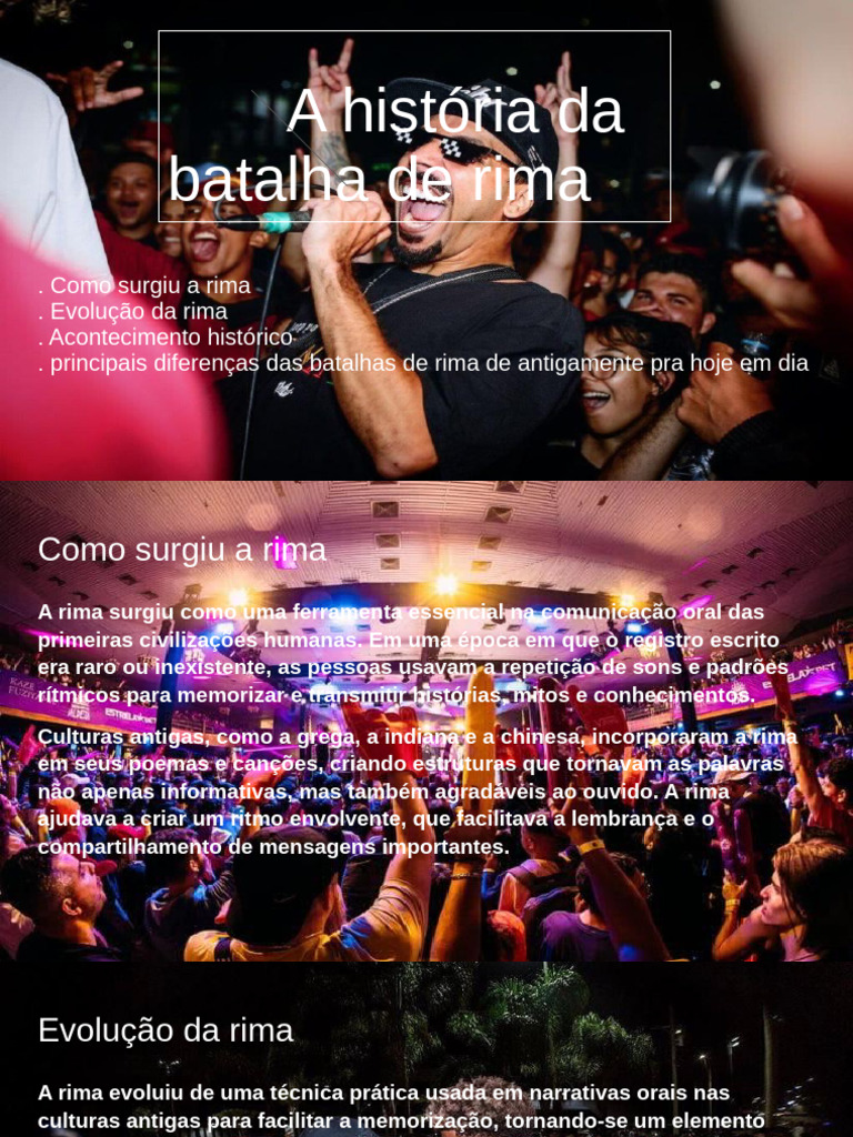 Evolução da Batalha de Rima no Brasil | PDF | Poesia | Rap (gênero musical)