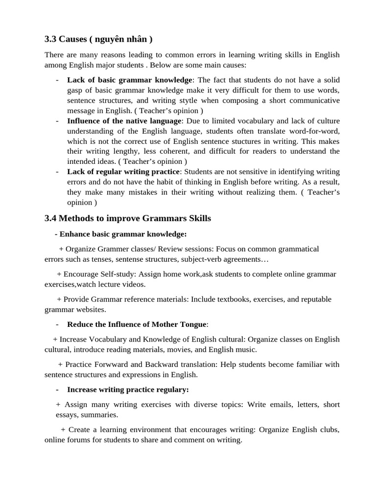 Common Writing Errors in English Learners | PDF | English Language ...