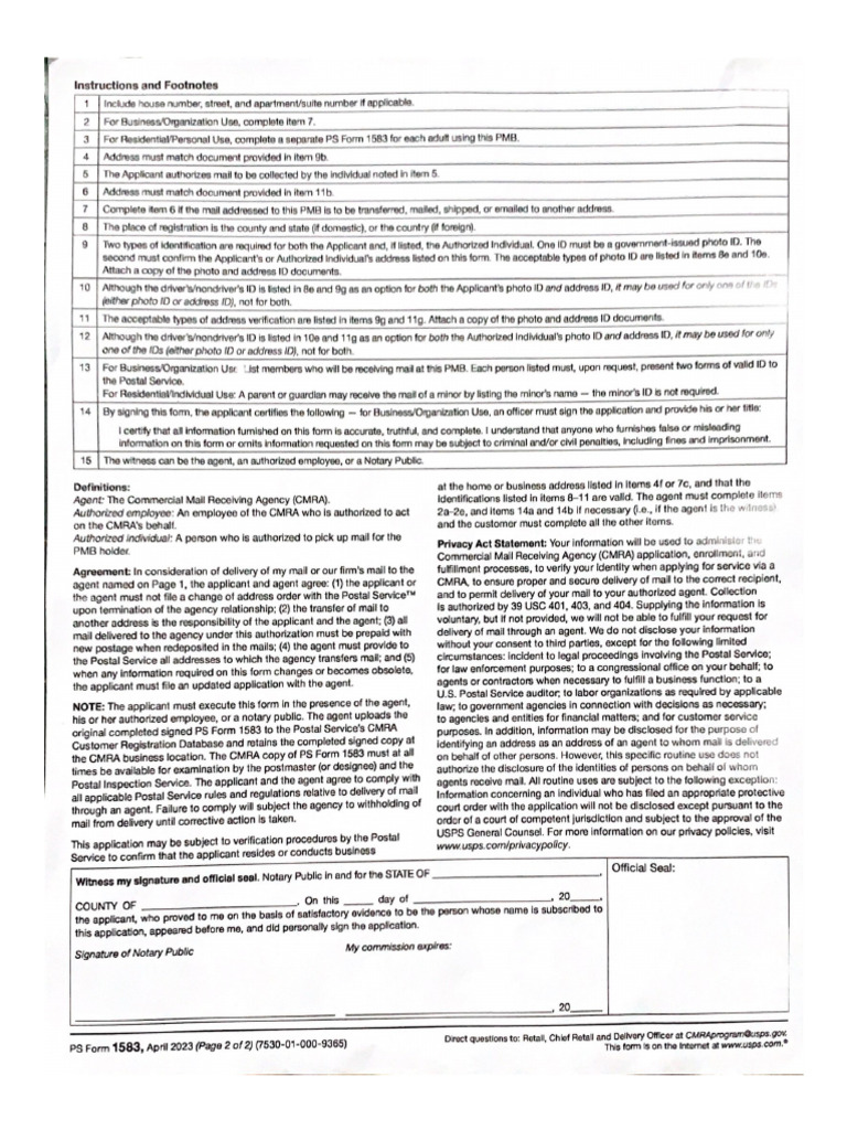 Instructions and Footnotes | PDF