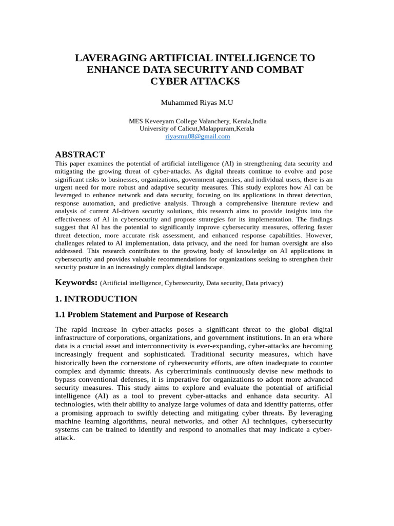 Leveraging AI for Cybersecurity Enhancement | PDF | Computer Security ...
