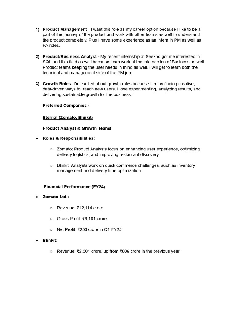 Roles and Preferred Companies | PDF | Business Economics | Economies