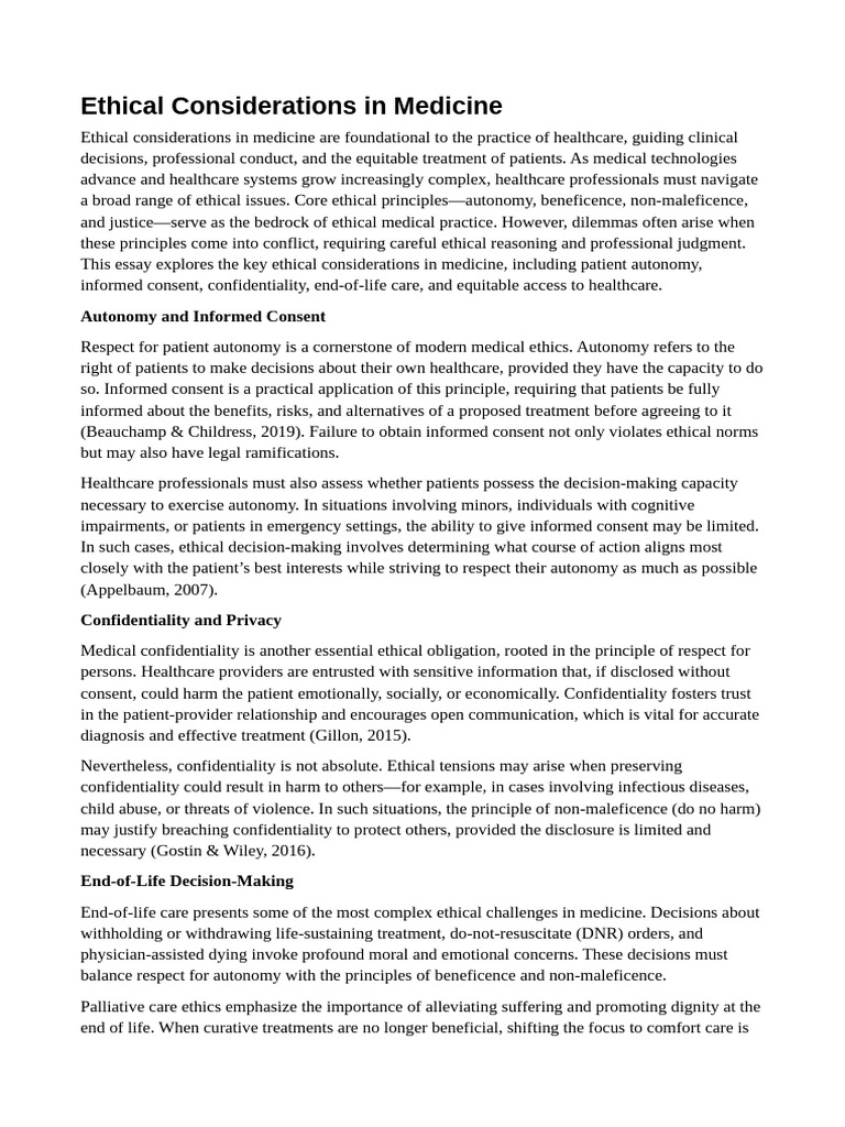 Ethical Principles in Medical Practice | PDF | Autonomy | Informed Consent
