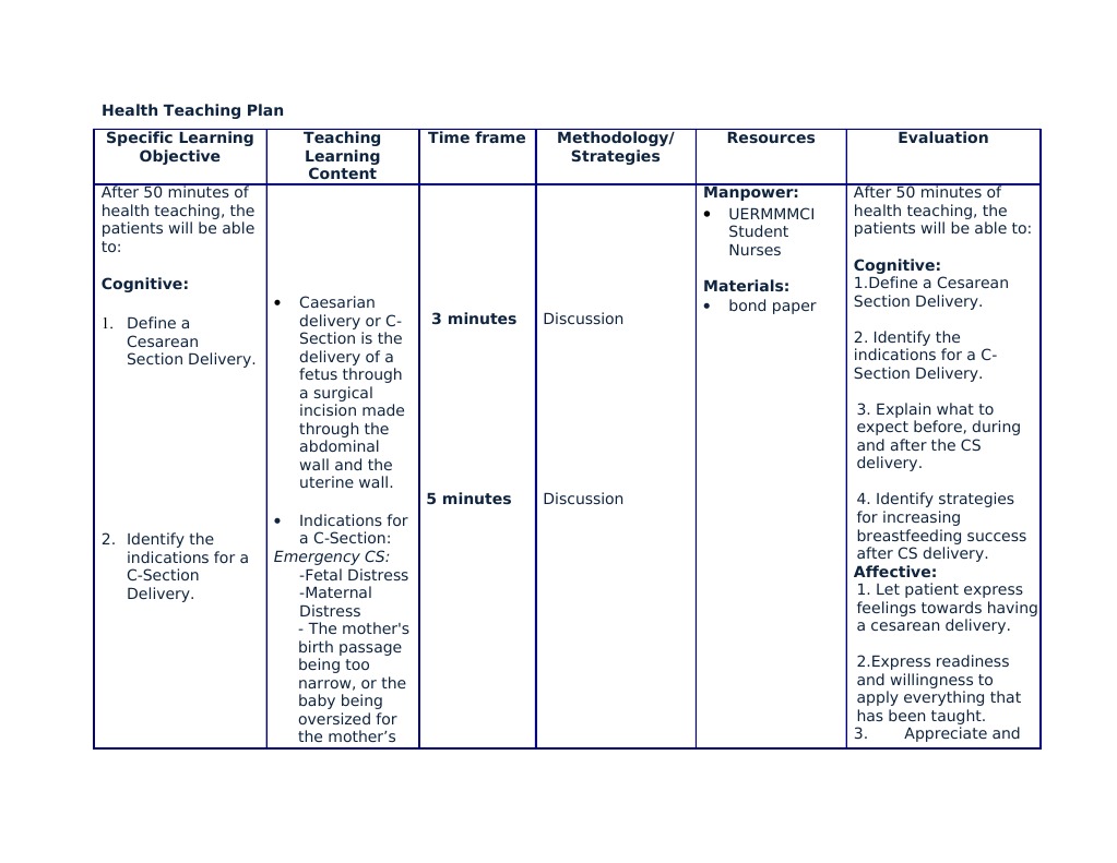 health-teaching-plan-caesarean-section-breastfeeding