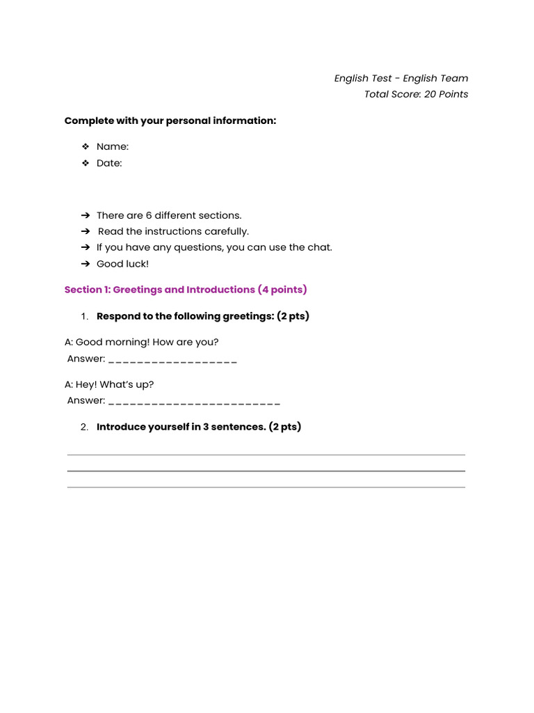 Final Test - Basic 1 | PDF