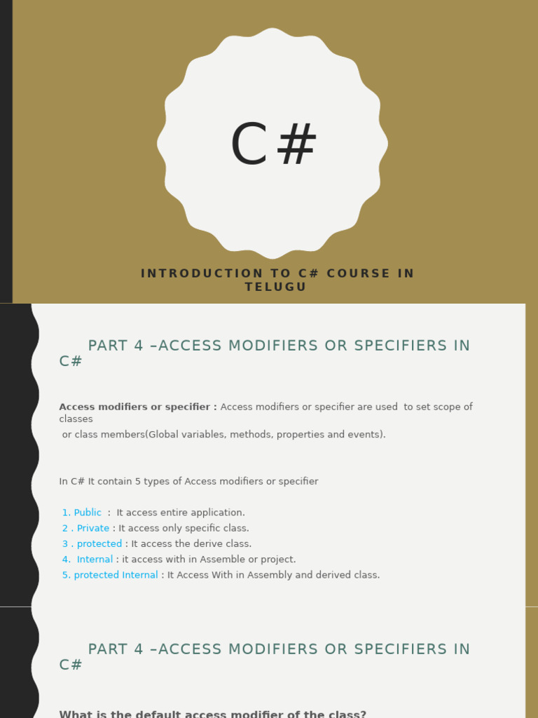 C# Access Modifiers Explained | PDF