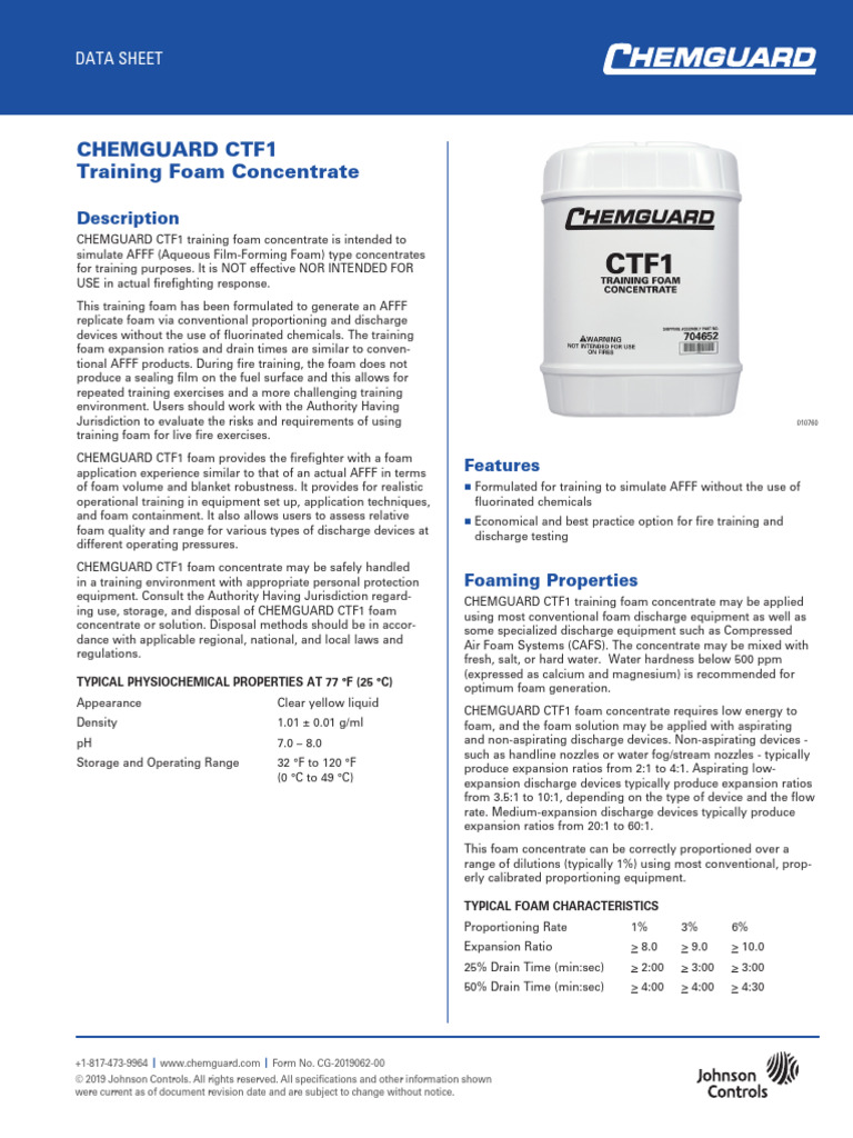 Chemguard CTF1 Training Foam Concentrate | PDF | Materials