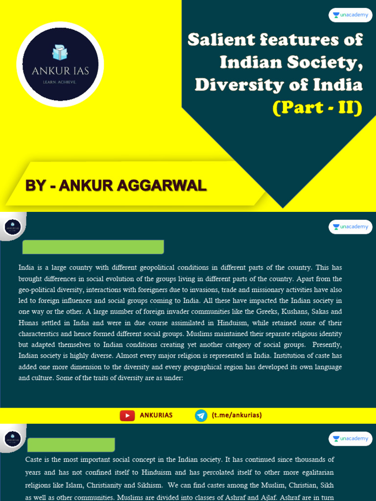 Salient Features of Indian Society Part-2 1706636449695 | PDF | Caste
