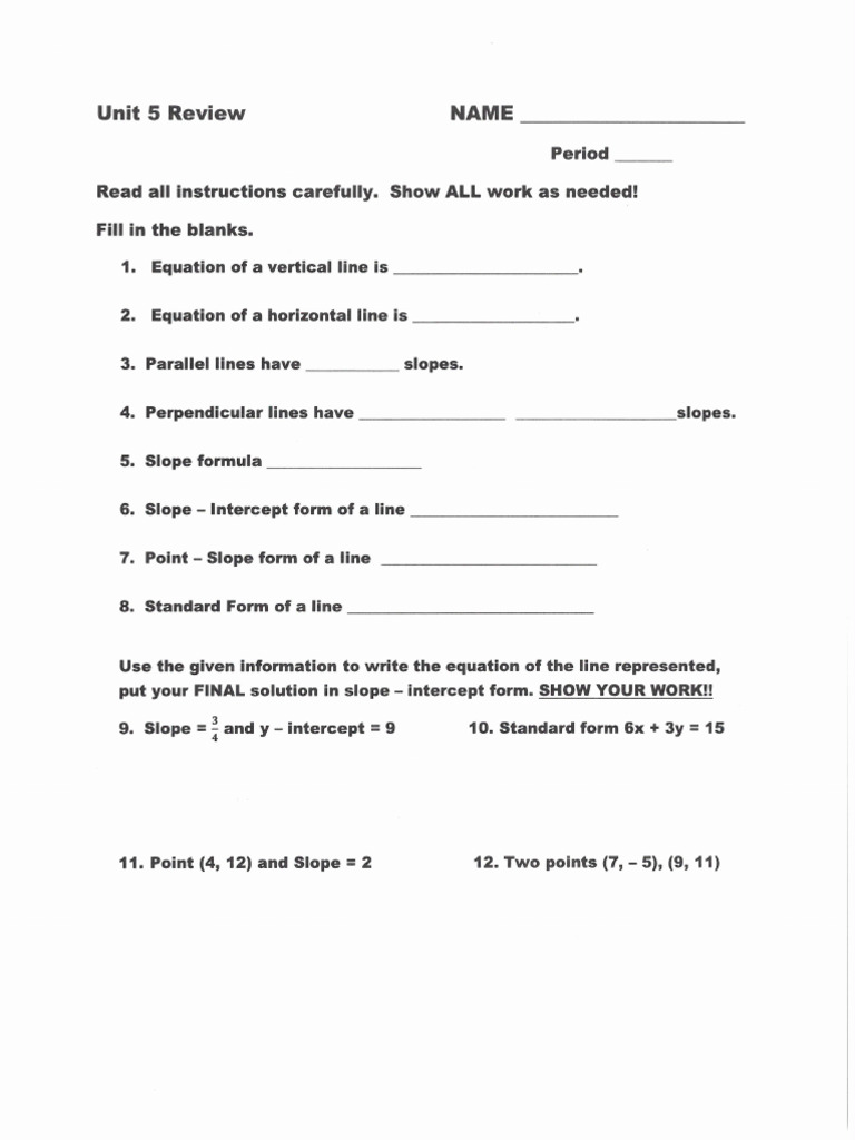 Unit 5 Review | PDF