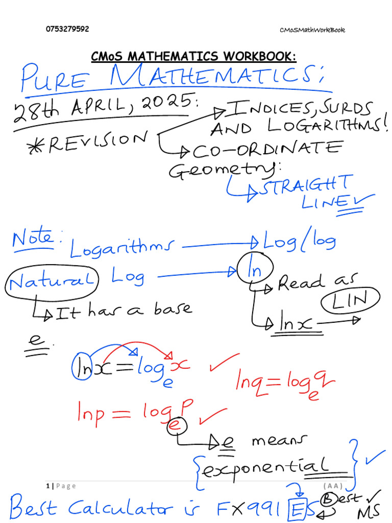 Cmos s5 Pure Math Revision On Logs and Extra Planning? | PDF