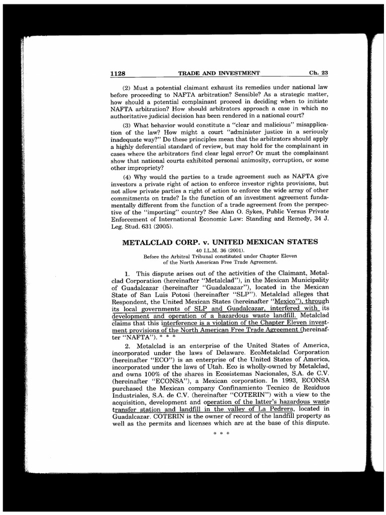 ICSID - Metalclad Corp v. Mexico | PDF