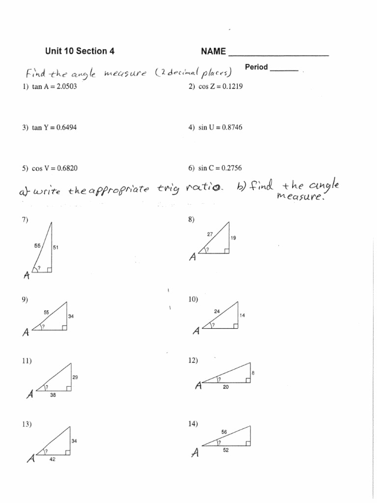 Trig Ratios 104 HW PDF