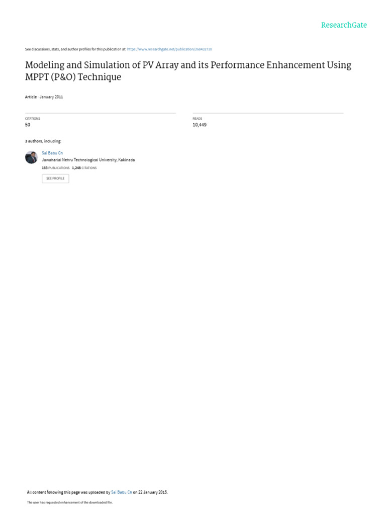 Modeling and Simulation of PV Array and Its Perfor | PDF ...