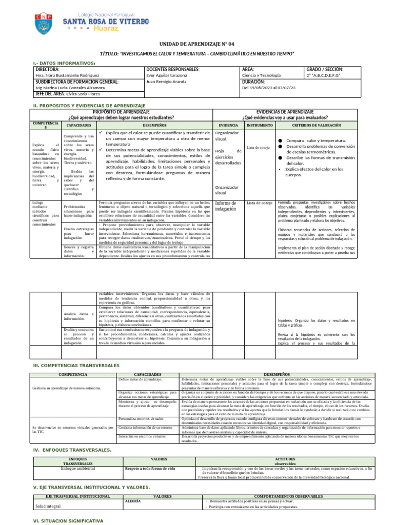 Unidad de Aprendizaje #04 2° | PDF | Investigación cuantitativa ...